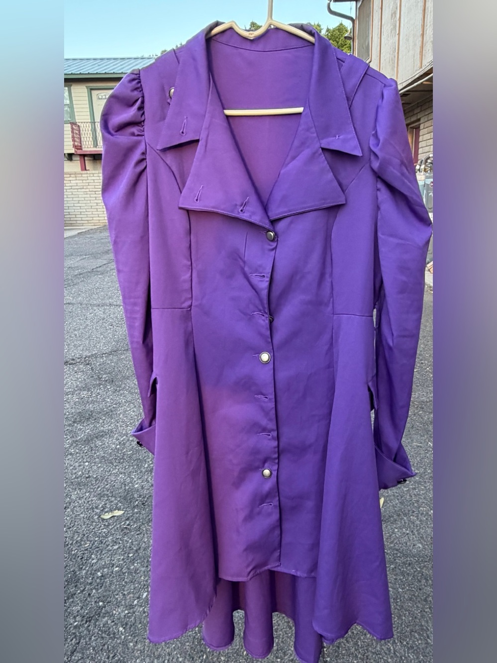 Purple renaissance style PRINCE Women's Long Button costume puffy trench coat